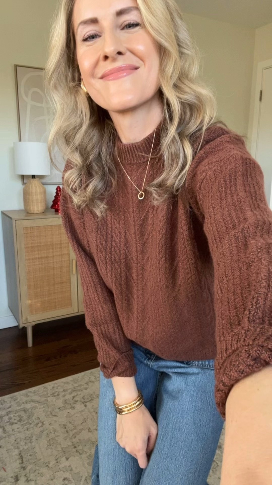 Amazon cotton blend sweater soft not itchy, several colors, great texture and fit. I went up one size to a medium here. Size small in the vest. Would buy again! #amazonfashion 

#LTKHoliday #LTKCyberWeek #LTKGiftGuide