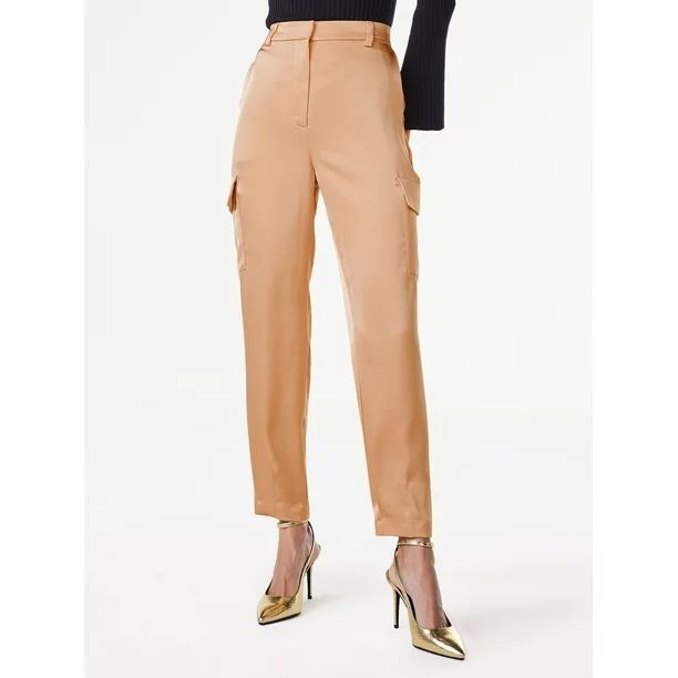Scoop Women’s Satin Tapered Cargo Pants, Sizes XS-XXL | Walmart (US)