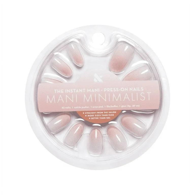 Olive & June Instant Mani Minimalist Oval Medium Press-On Nails, Rose Shimmer, 42 Pieces | Walmart (US)