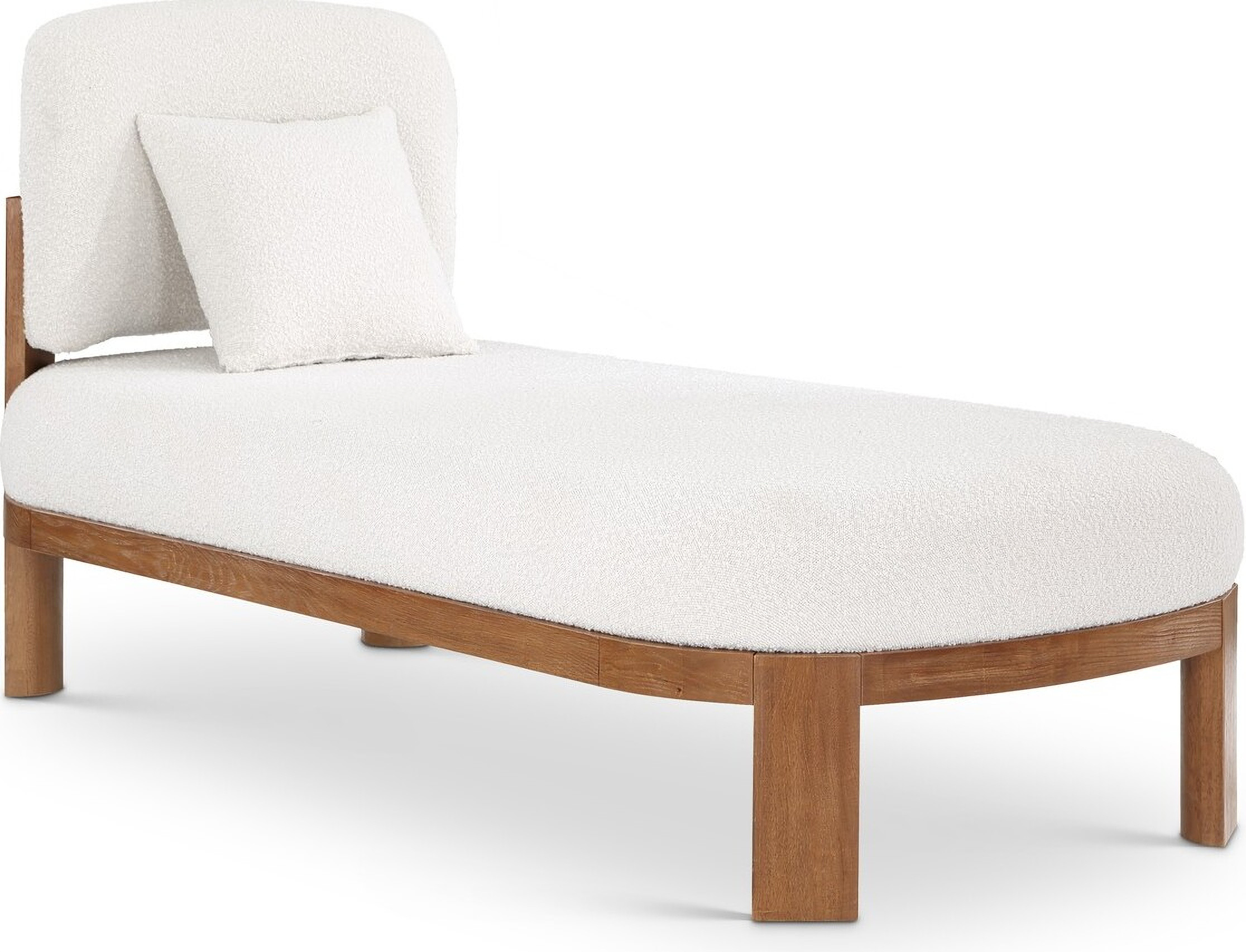 Maybourne Boucle Fabric Chaise In Cream/Walnut | 1stopbedrooms