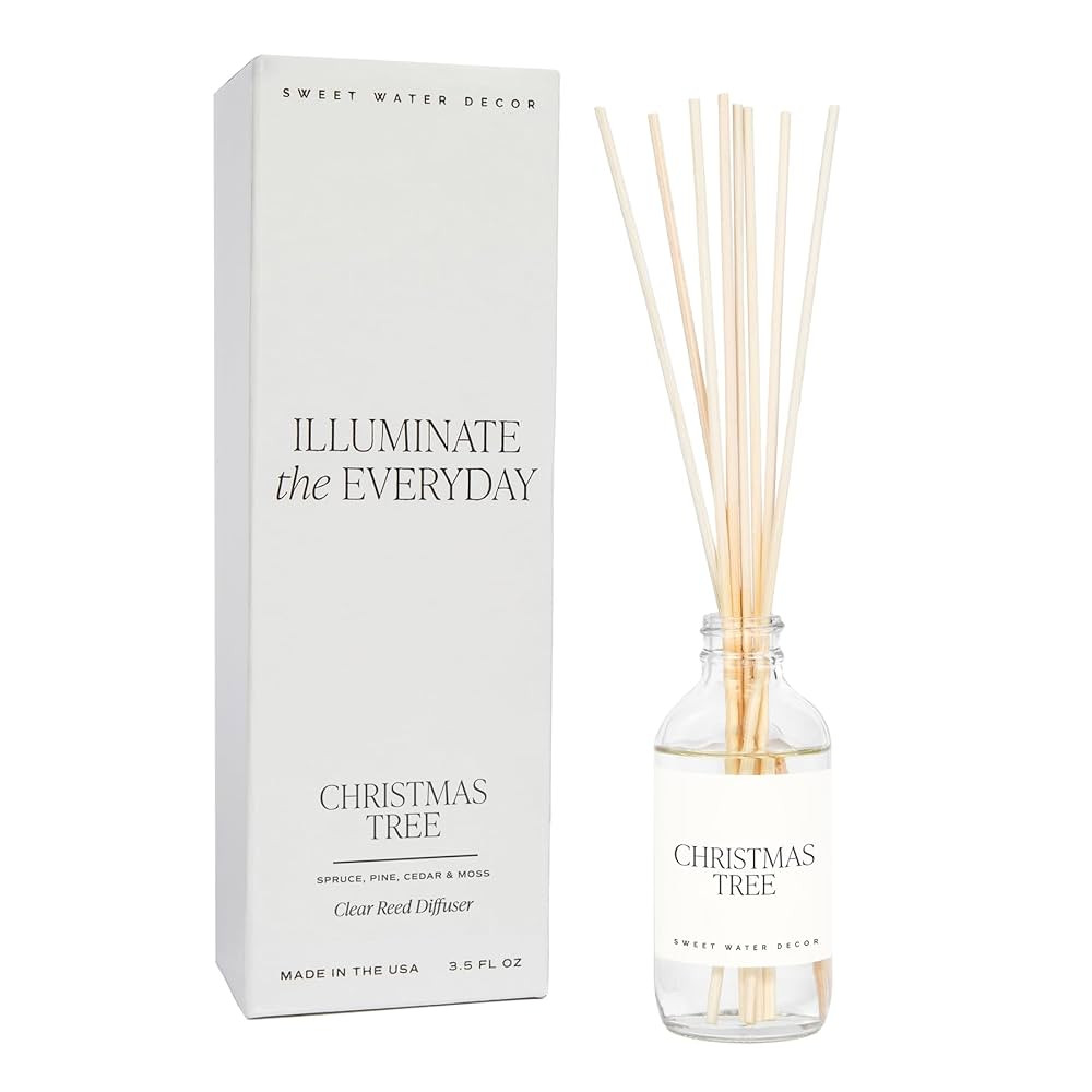 Sweet Water Decor Clear Reed Diffuser Set | Christmas Tree Scent: Spruce, Pine Needles, Evergreen... | Amazon (US)