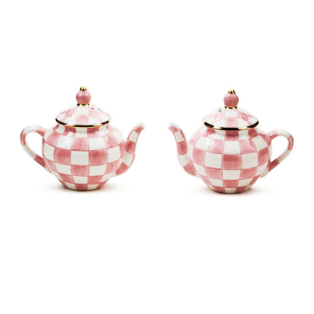 Rosy Check Teapot Salt & Pepper Set | MacKenzie-Childs