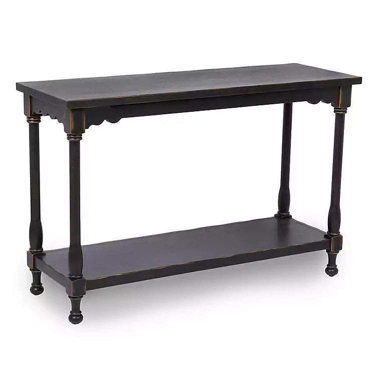 Distressed Black Wood Dain Console Table | Kirklands