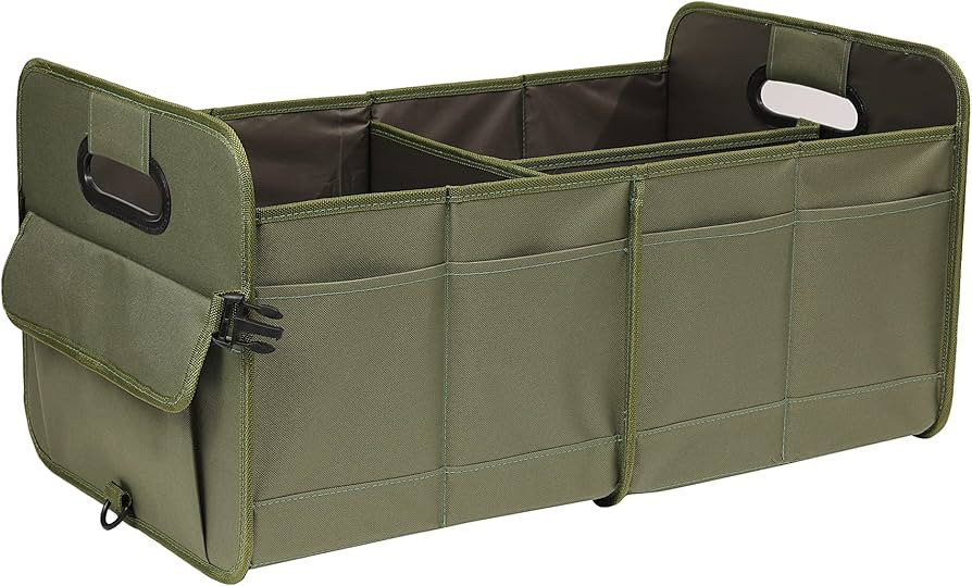 Car Trunk Organizer, Green, Foldable, Non-slip, Adjustable, Multiple Compartments, 600D Oxford Cl... | Amazon (US)