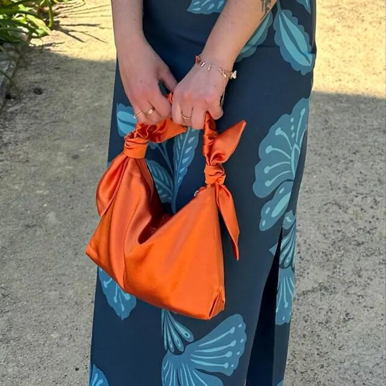 Orange Small Satin Evening Prom Purse Bag, Simple and Elegant Wedding and Prom Bag, - Etsy | Etsy (Global)