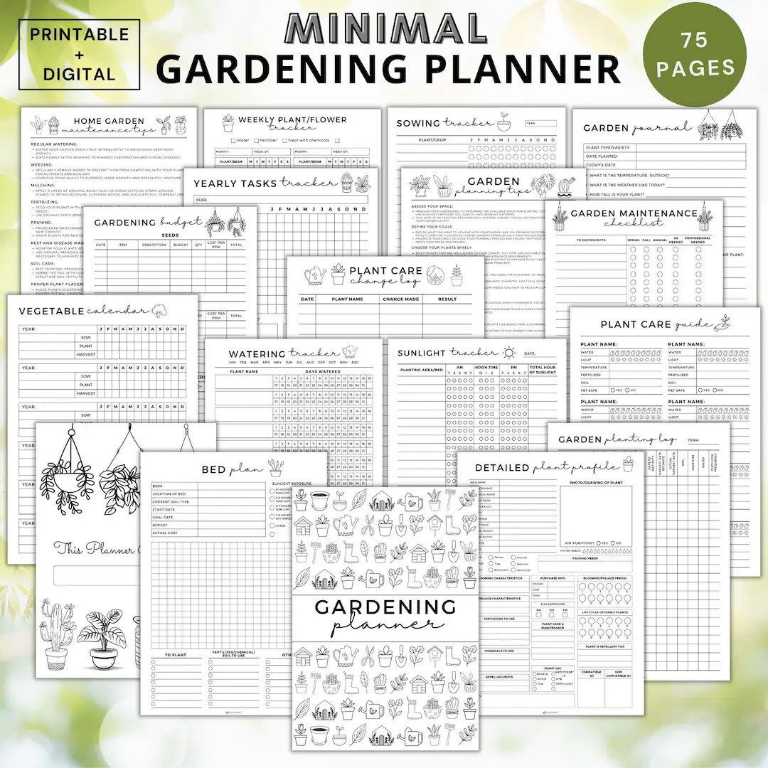 Gardening Planner Printable Pdf,garden Journal Tracker Digital,indoor Plant Watering Schedule,hou... | Etsy (US)