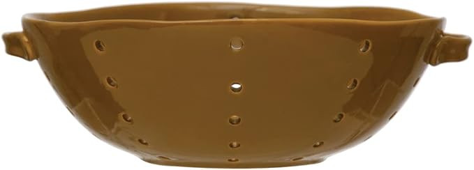 Creative Co-Op Stoneware Handles Colander, 13" L x 11" W x 4" H, Brown | Amazon (US)