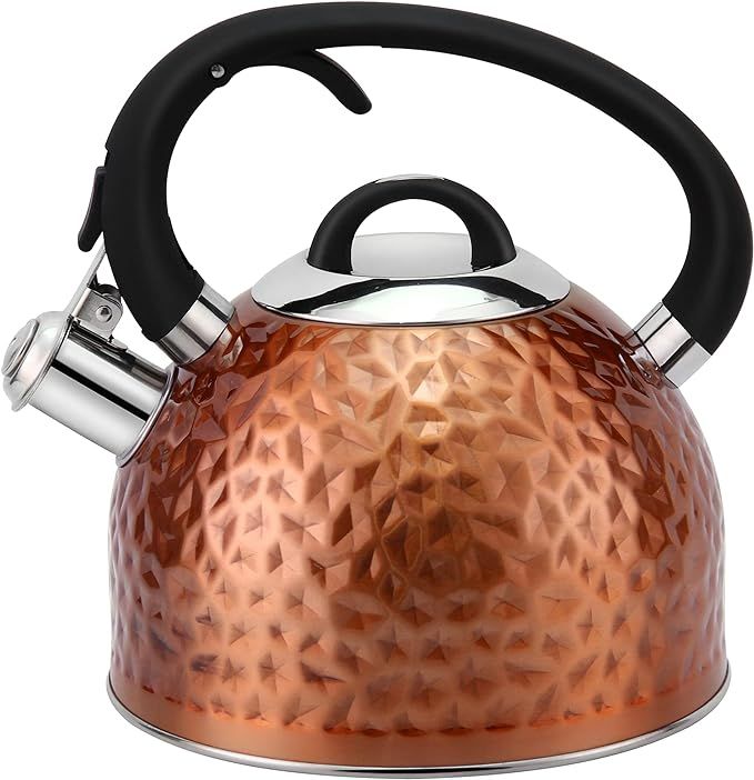 HRHongRui Copper Tea Kettle Stainless Steel Teapot Whistling Kettle Unique Button Control Kettle ... | Amazon (US)