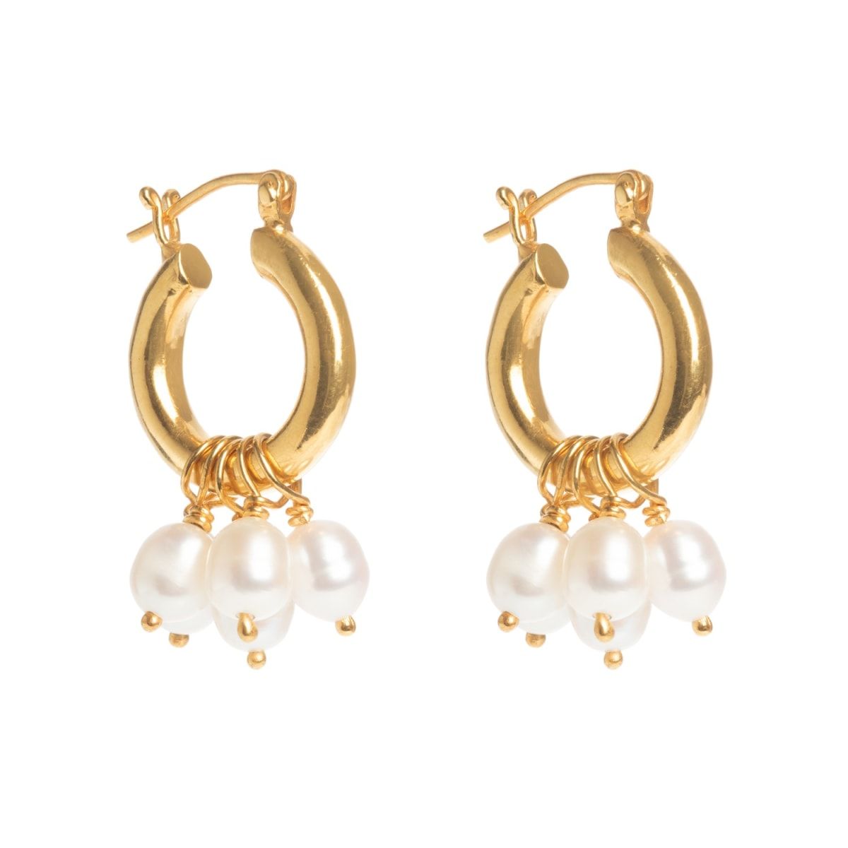 Gold Mini Hoops With Detachable Pearls | Wolf & Badger (US)