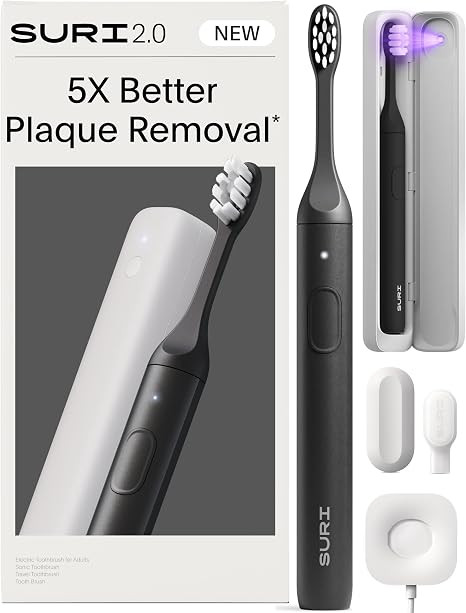 SURI 2.0 NEW Sonic Electric Toothbrush | Pressure Sensor & UV-Cleaning Travel Case | 1 Month+ Bat... | Amazon (UK)