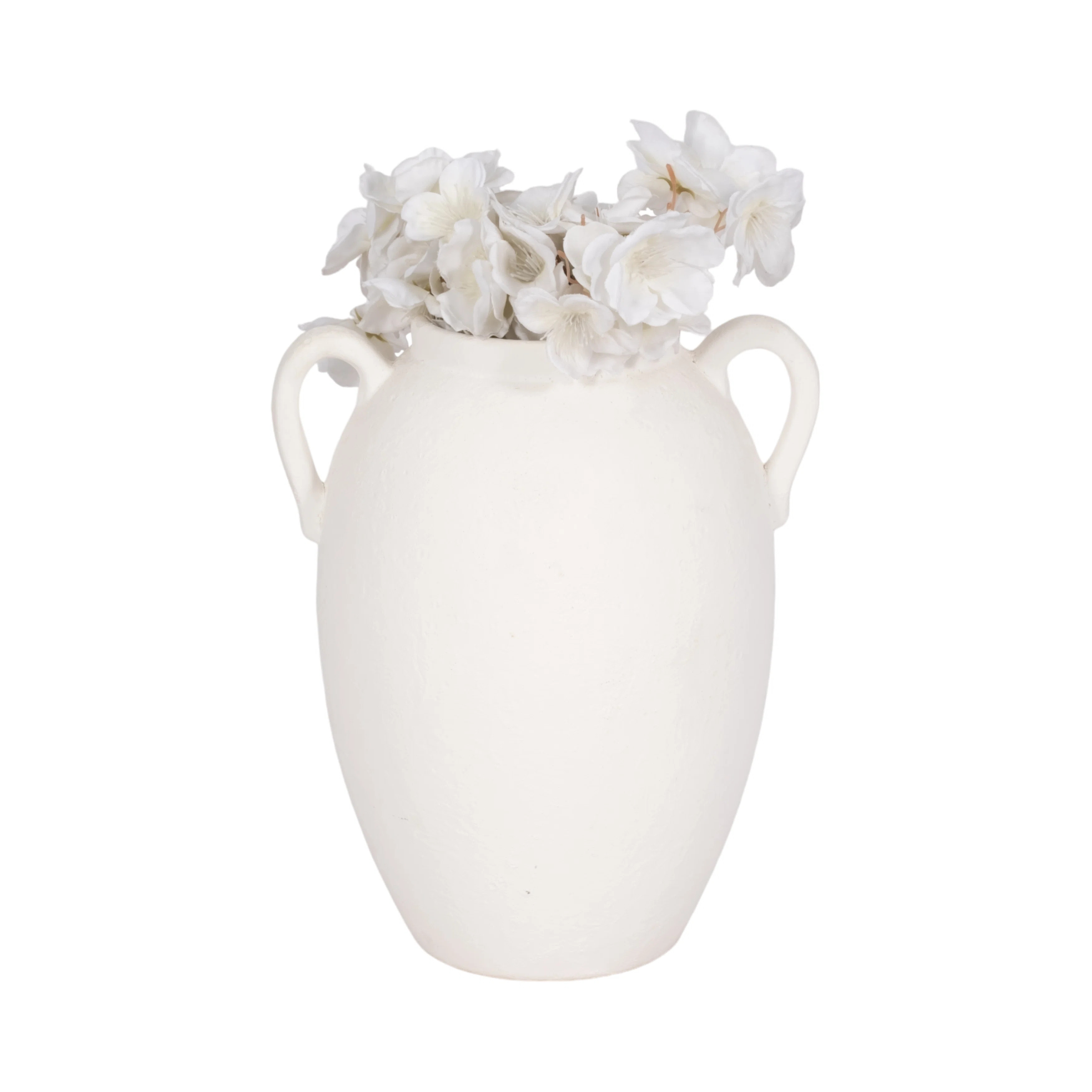Textured Table Vase Jar With Two Handles for Home Decor - Ceramic Tall Flower Vase for Tabletops ... | Wayfair North America