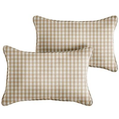 2pk Corded Outdoor Throw Pillows Beige/White | Target