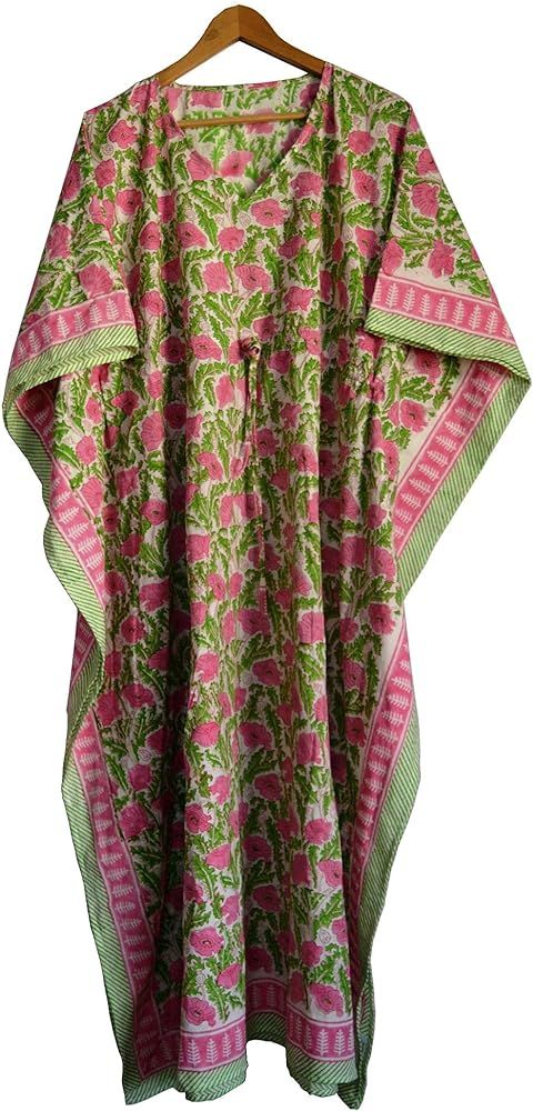 Fabric Venue Women Ethnic Cotton Sanganeri Print Natural Block Printed Cotton Floral Pink Summer ... | Amazon (US)