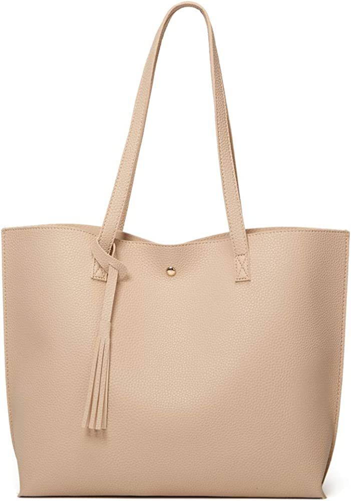 Women's Soft Faux Leather Tote Shoulder Bag from Dreubea, Big Capacity Tassel Handbag | Amazon (US)