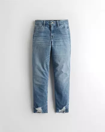 Girls Vintage Stretch Ultra High-Rise Crop Vintage Straight Jeans from Hollister | Hollister (US)