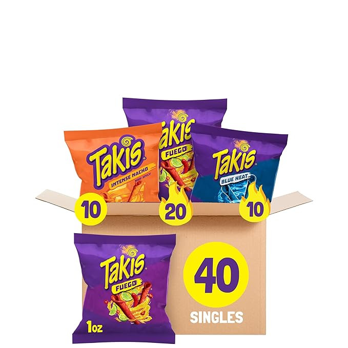Takis 40 pc / 1oz Hero Variety Pack - Fuego, Blue Heat & Intense Nacho Flavored Rolled Tortilla C... | Amazon (US)
