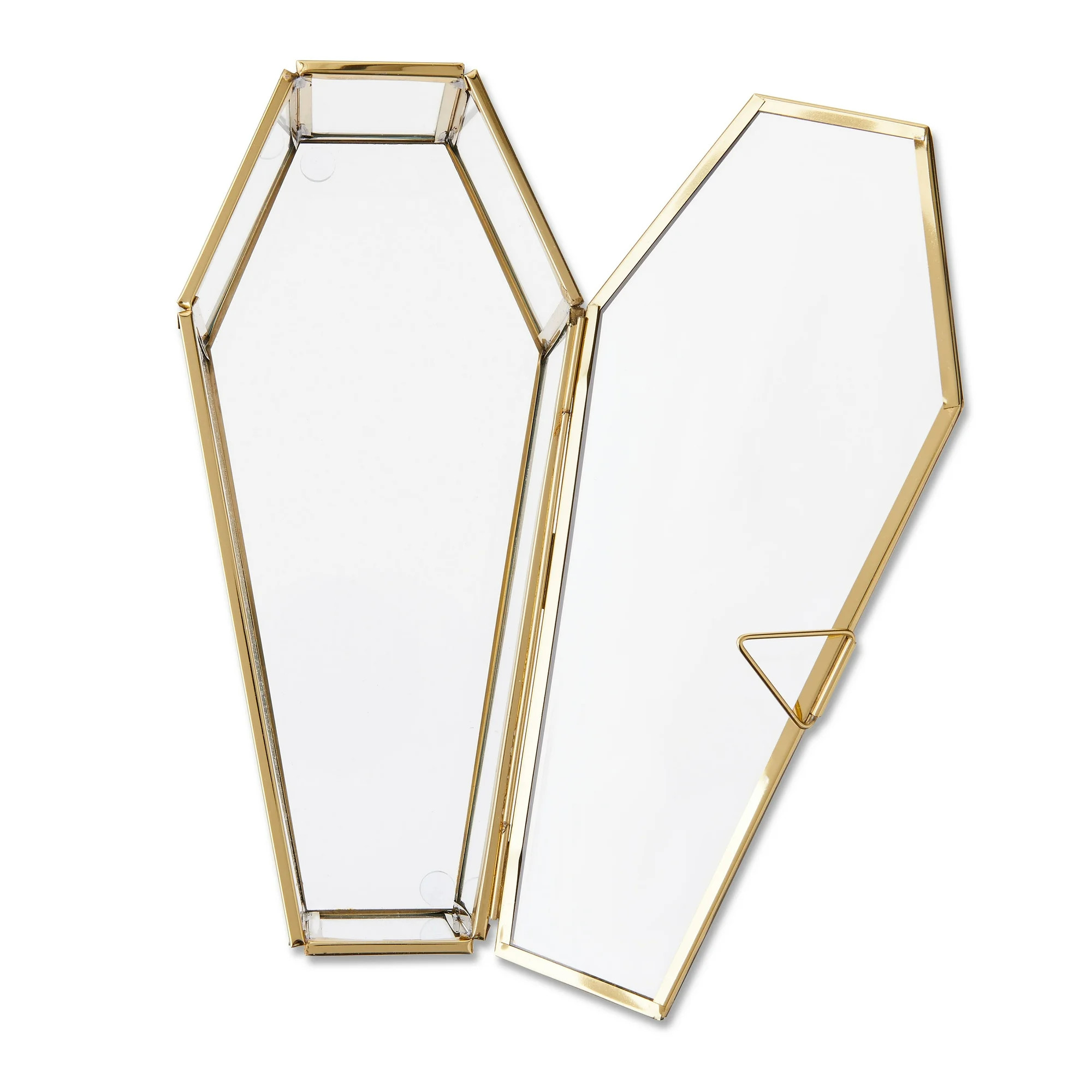 Glass & Steel Coffin Tabletop Decor, Clear & Gold, 9" x 4", Halloween by Way To Celebrate | Walmart (US)