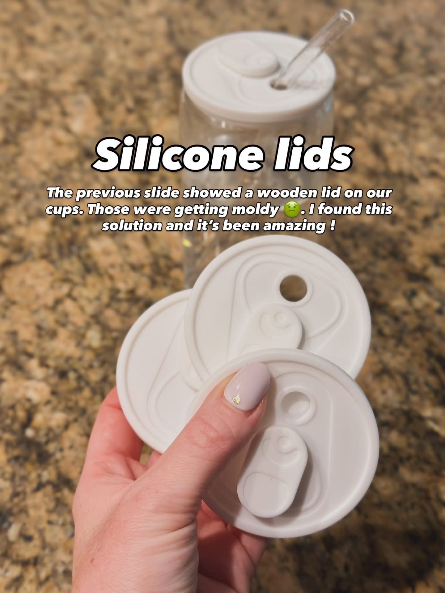 Silicone lids have solved my mold problem I was getting with our wooden lids on our water cups ! 



#LTKHome