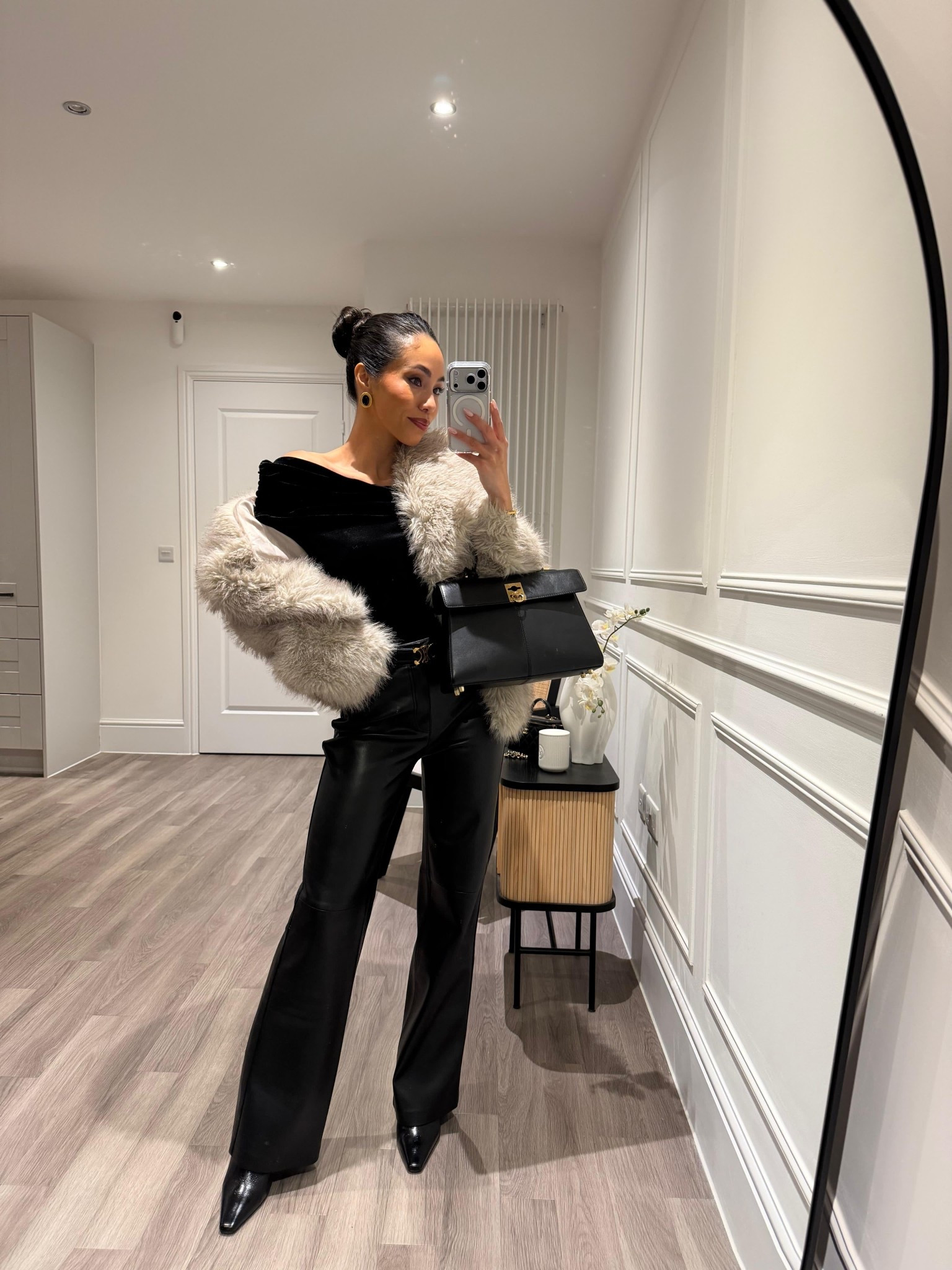 Outfit of the eve for a December date night 🍷 party vibes, all black nice top and trousers look, festive wear, faux fur

#LTKpartywear #LTKdatenight #LTKwinter