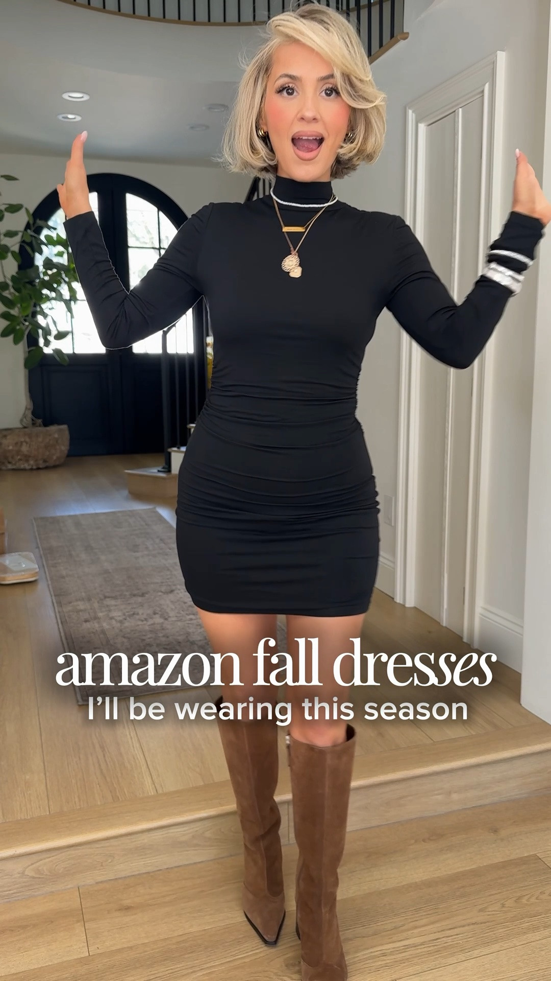 Amazon fall dresses I’ll be wearing ON REPEAT 😎🖤 

Wearing a small on everything! 
The black and white button dress — I cinched the waist by using the clip linked below!

 Amazon fall dresses for every occasion 🍂 From casual everyday looks and work outfits to date night, church, brunch, Thanksgiving and holiday plans—these are versatile fall wardrobe staples you can style now and wear straight into winter.

Amazon fall dresses, fall outfit ideas, casual fall dresses, sweater dresses, knit dresses, transitional fall outfits, fall wardrobe staples, everyday dresses, work dresses, date night dresses, church dresses, brunch outfits, fall wedding guest dresses, Thanksgiving outfit ideas, family photo outfits, holiday dresses, layering pieces, fall-to-winter outfits, versatile dresses, affordable fall fashion, Amazon fashion finds.

#LTKdayinmylife #LTKootd #LTKgrwm