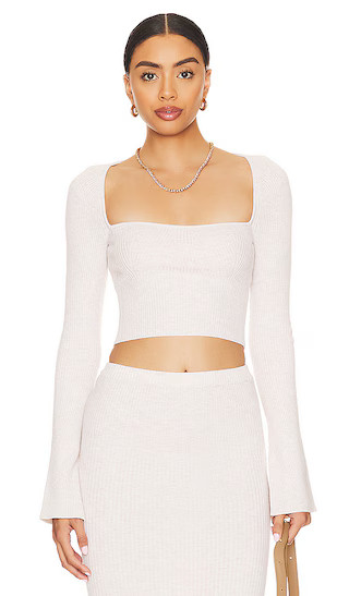 x REVOLVE Cambrie Rib Knit Top in Oatmeal | Revolve Clothing (Global)
