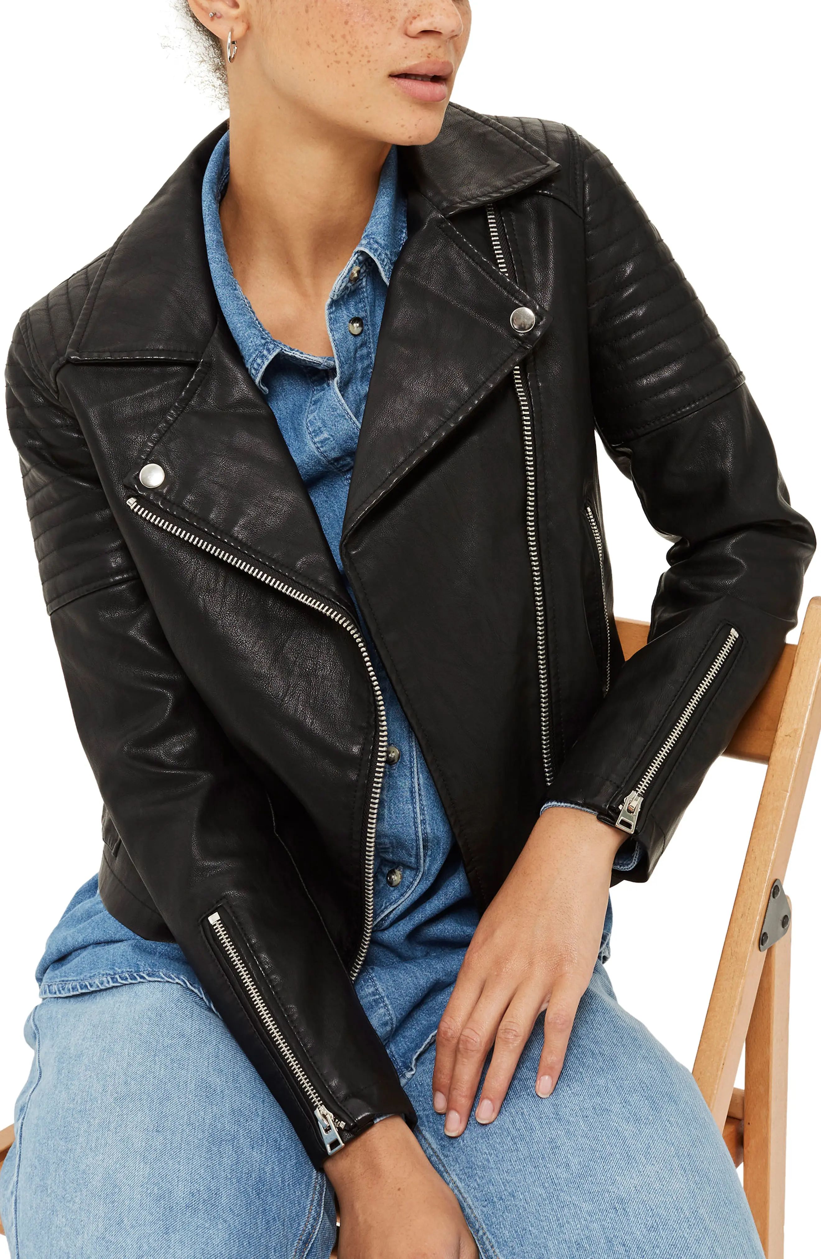 Blossom Faux Leather Biker Jacket | Nordstrom