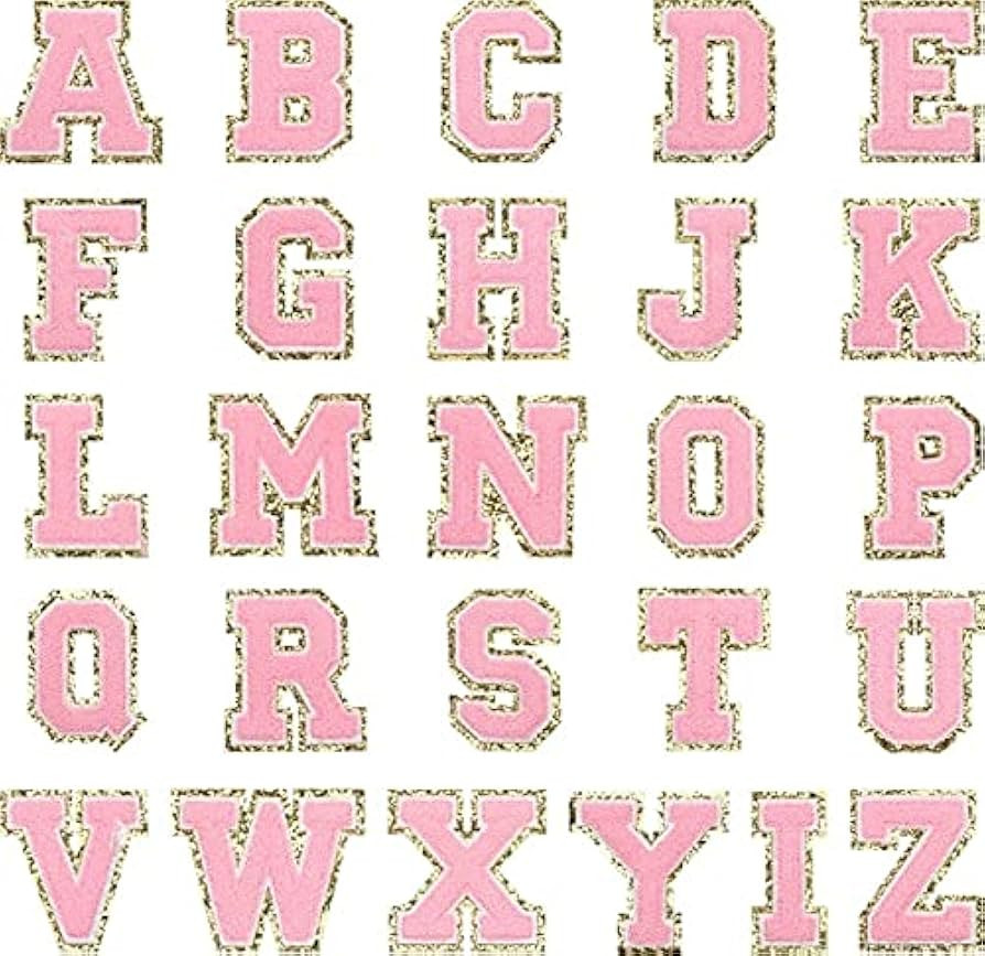 26 Pieces A-Z Glitters Patch Iron On Letters Sew On Embroidered Patches Varsity Chenille English ... | Amazon (CA)