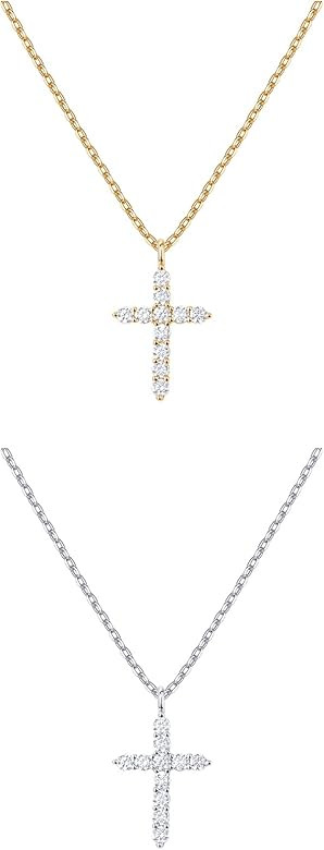 14K Gold Plated Cross Necklace for Women | Cross Pendant | Gold Necklaces for Women       
Gemsto... | Amazon (US)