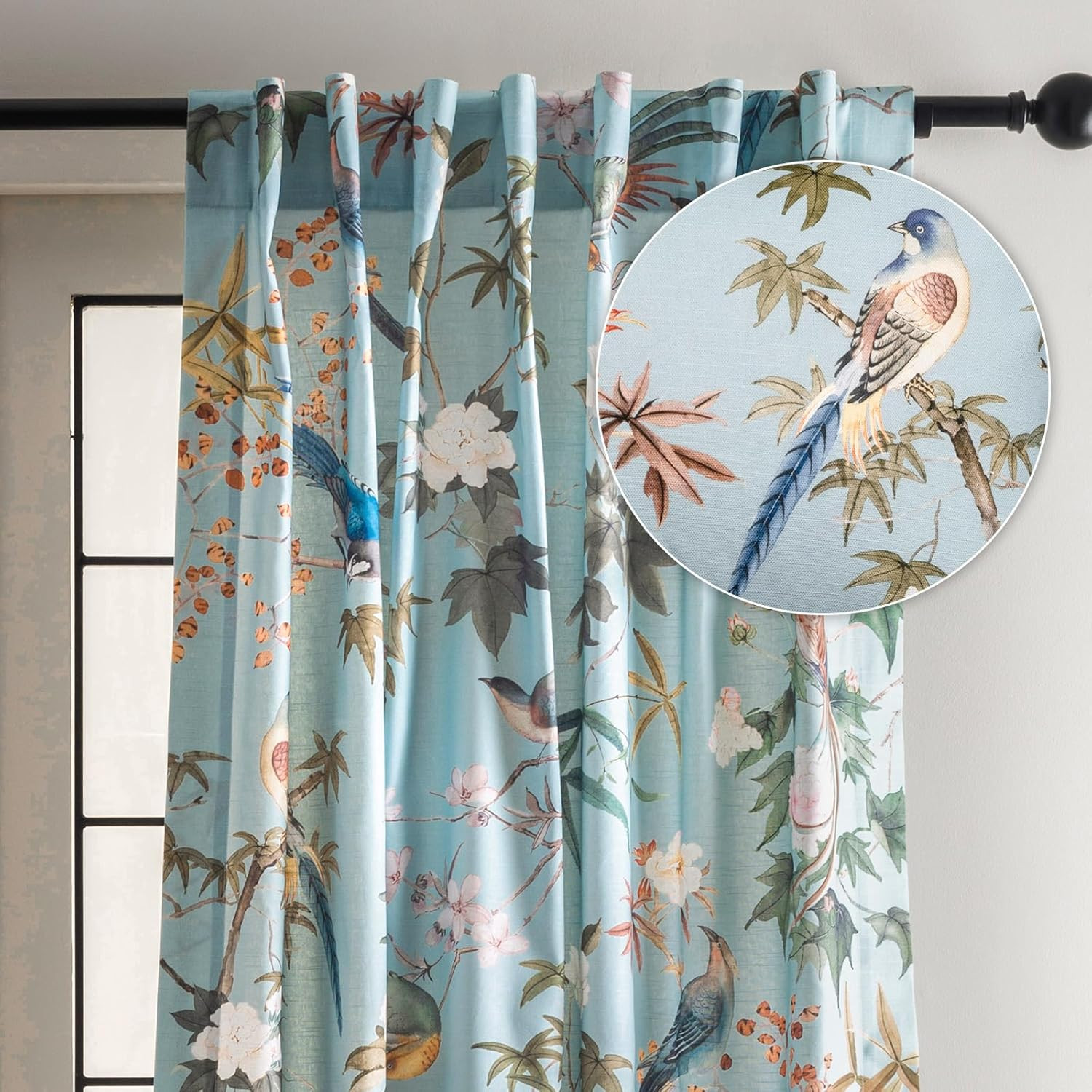 Maison d' Hermine Curtains for Living Room 100% Cotton 96 inch Length One Panel Light Filtering C... | Amazon (US)