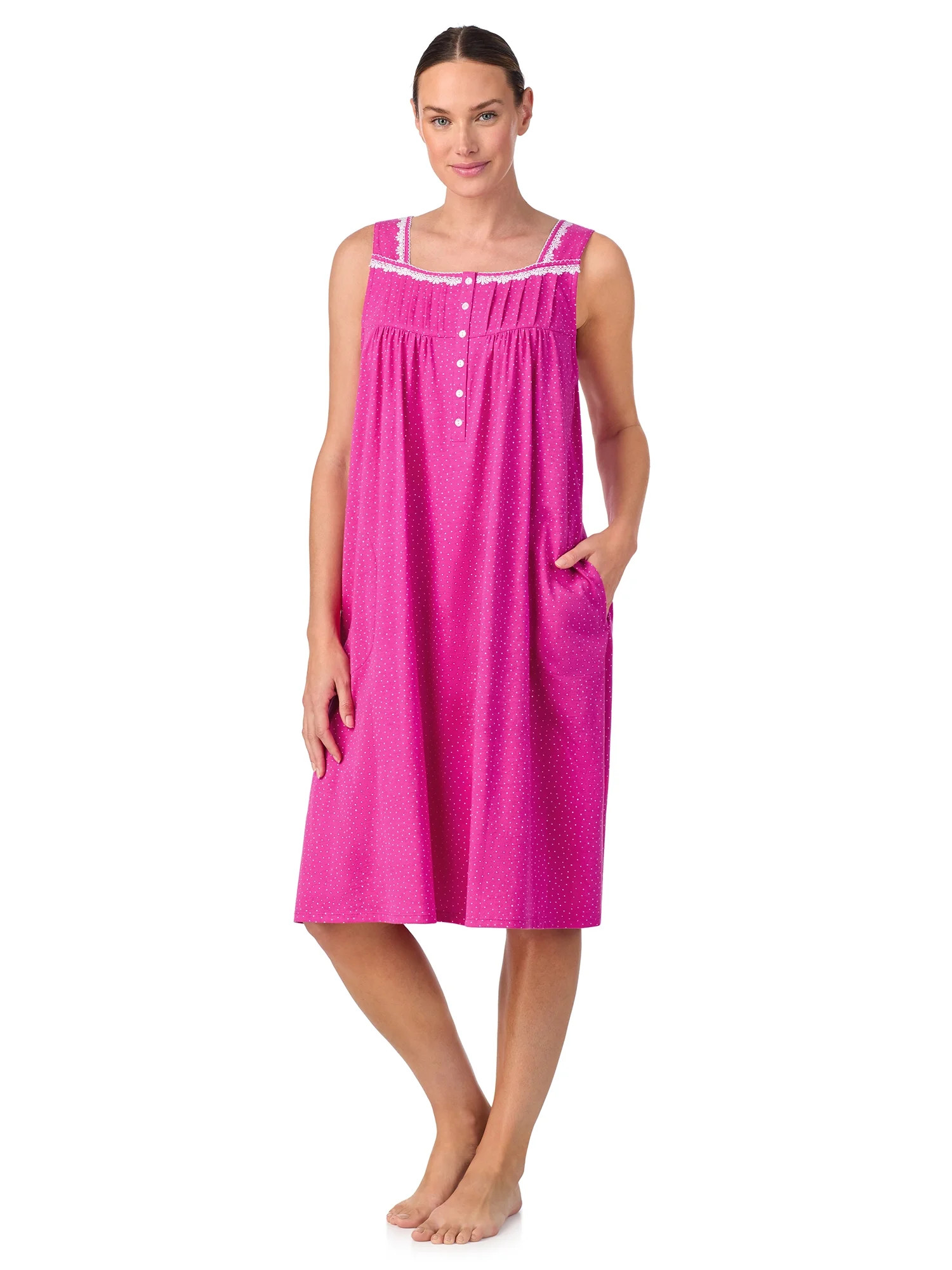 Aria Women's Sleeveless 40" Cotton Nightgown, Sizes XS-5X | Walmart (US)