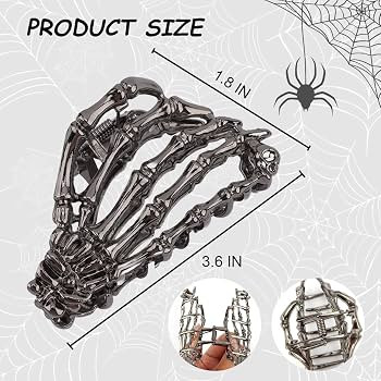 2Pcs Halloween Skeleton Hand Metal Claw Clips Goth Spooky Skull Ghost Hair Clips for Women Girls ... | Amazon (US)