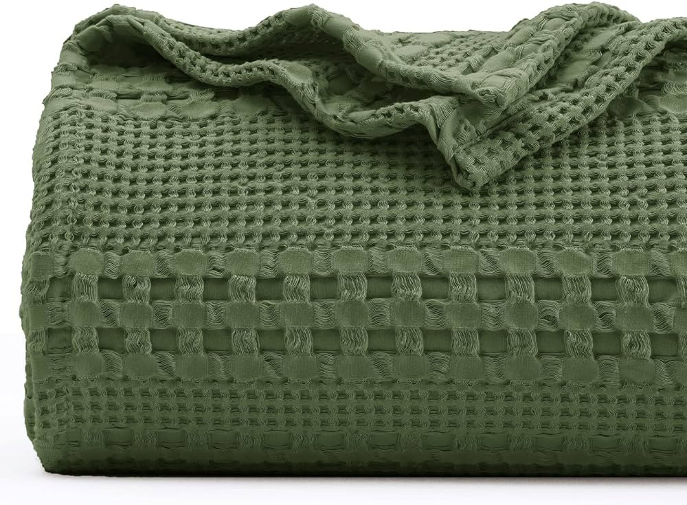 PHF 100% Cotton Waffle Weave Blanket Queen Size - Washed Soft Lightweight Blanket for All Season ... | Amazon (US)