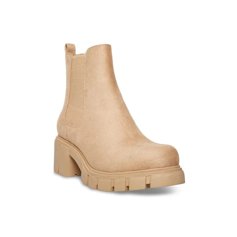 MADDEN GIRL Womens Sand Beige 1" Platform Padded Back Pull-Tab Lug Sole Goring Tessa Round Toe Bl... | Walmart (US)