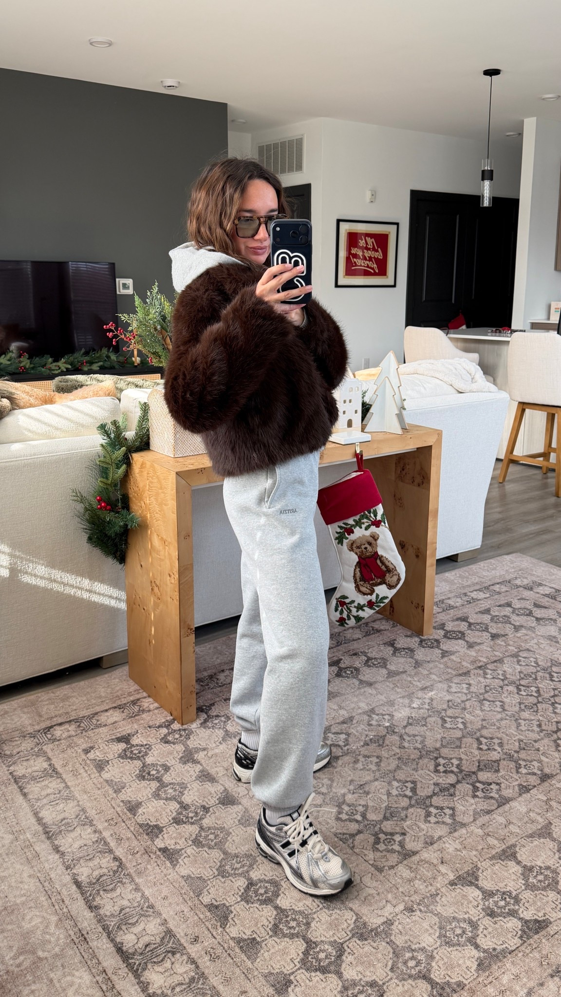 Jacket dressed down! Wearing XS, XS sweatpants and small sweater!