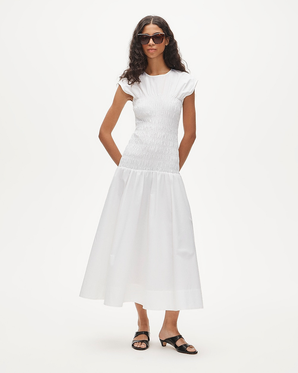 Tall smocked dress in cotton poplin | J. Crew US