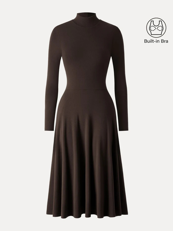 ProWarm Mockneck Midi Brami Dress with Pockets | OGLmove