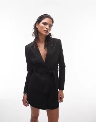 Topshop - Elegante blazerjurk met riem in zwart | ASOS (Global)