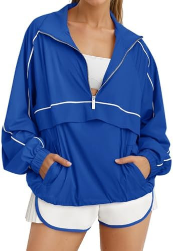 Fisoew Quarter Zip Pullover Women Moisture-Wicking Oversized Sweatshirt Lightweight Workout Athle... | Amazon (US)