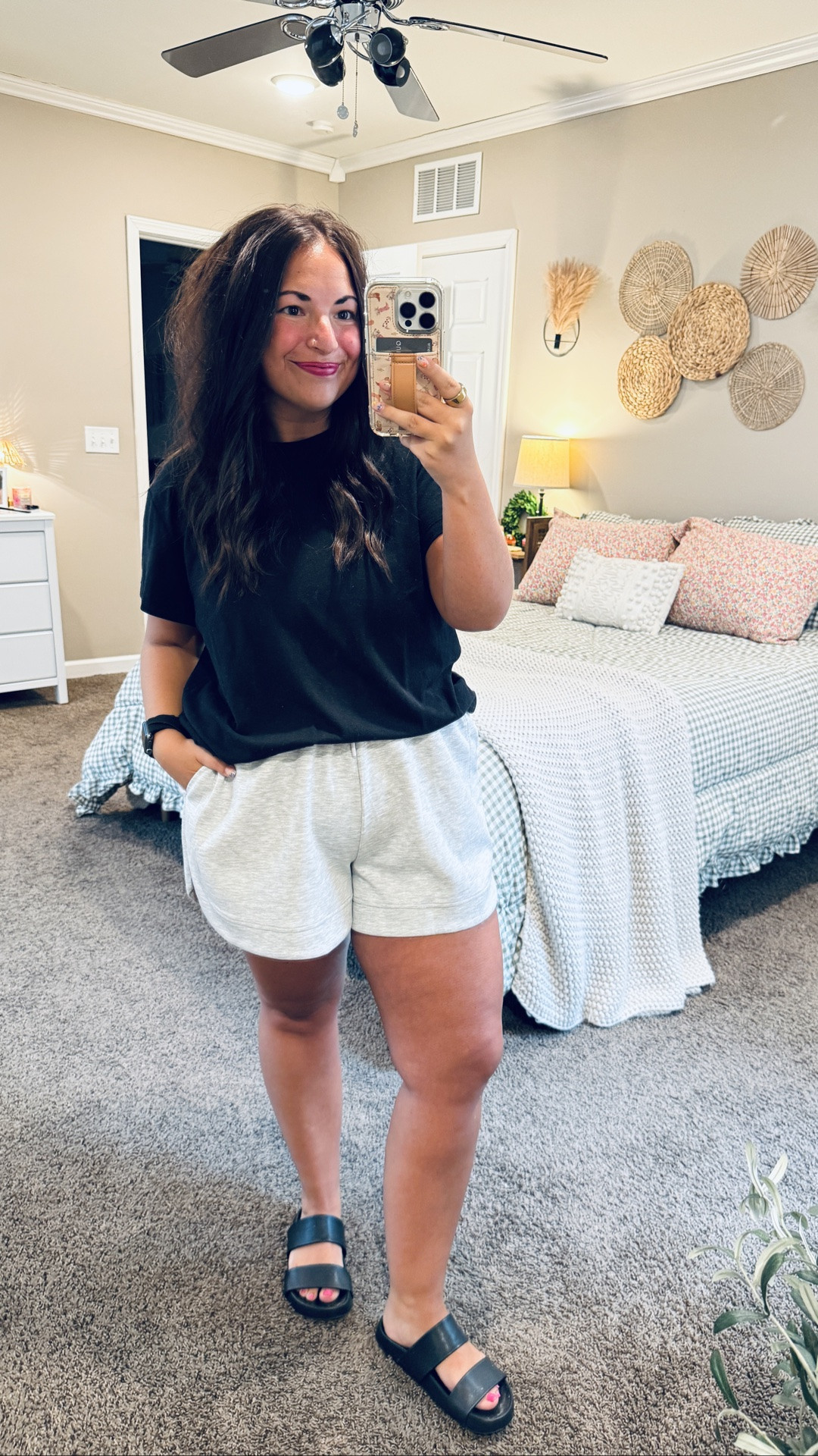 Soft, comfy, & perfect for everyday wear 🤍✨ These sweat shorts fit true to size, have pockets, & are the kind of shorts you'll keep reaching for all summer long. I'm loving the light gray pair, but they also come in black & an even lighter grey option! ☀️ 

 #amazonfinds #loungewear #summerstyle #comfyoutfits #amazonfashion #casualstyle #LTKootd #LTKSeasonal #LTKMidsize