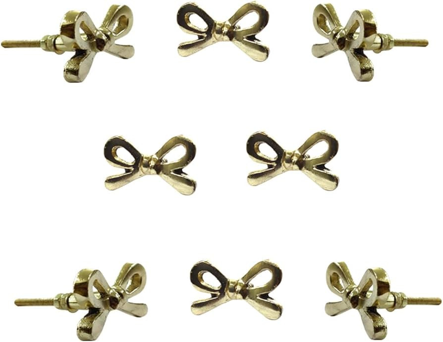 Perilla Home Set of 8 Brass Metal Knobs for Cabinet & Drawers Decorative Bow Knobs for Home Kitch... | Amazon (US)