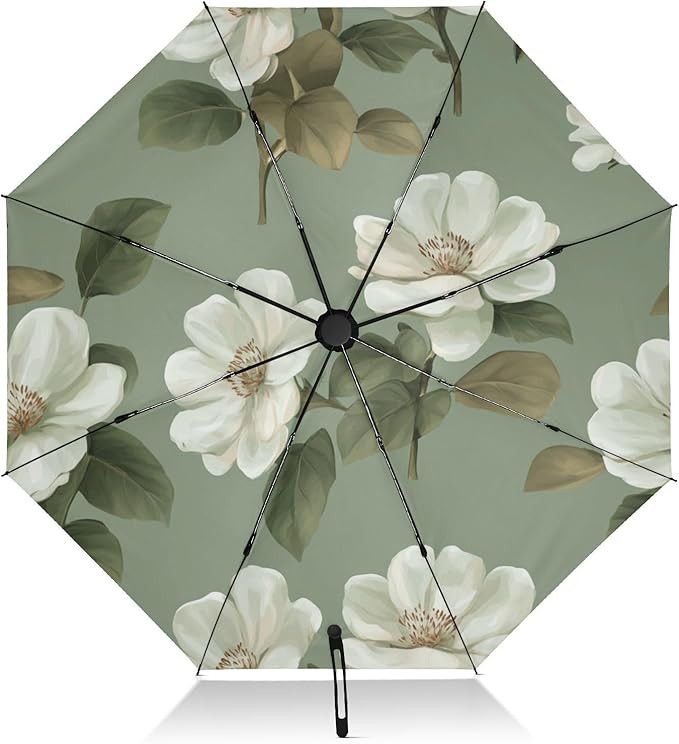 FRODOTGV Chic Gardenia Sage Green Travel Umbrella Windproof Inverted Compact Umbrella for Rain Su... | Amazon (US)