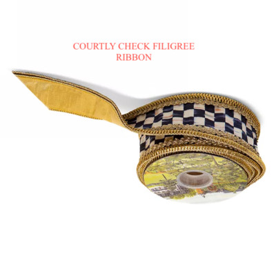 Mackenzie Courtly Check Filigree Ribbon Childs Wired 10 Yards Gold New  | eBay | eBay US