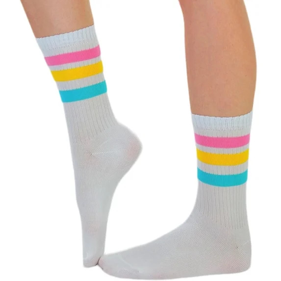 ToBeInStyle Women's Acrylic Ankle High w/ Striped Top Athletic Socks - Pride | Walmart (US)