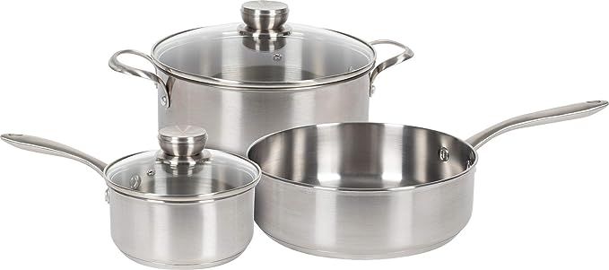 Frigidaire 11FFSPAN15 Ready Cook Cookware, 3-piece, Stainless Steel, 3 Pieces | Amazon (US)