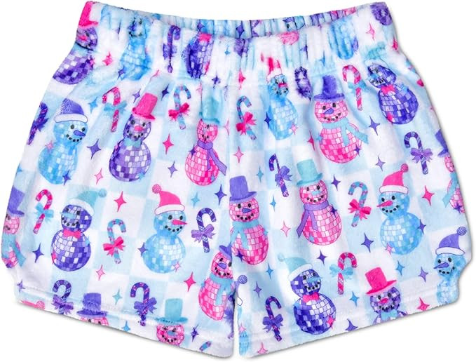 iscream Big Girls Silky Soft Plush Fun Print Fleece Shorts - Cozy Holiday Collection | Amazon (US)