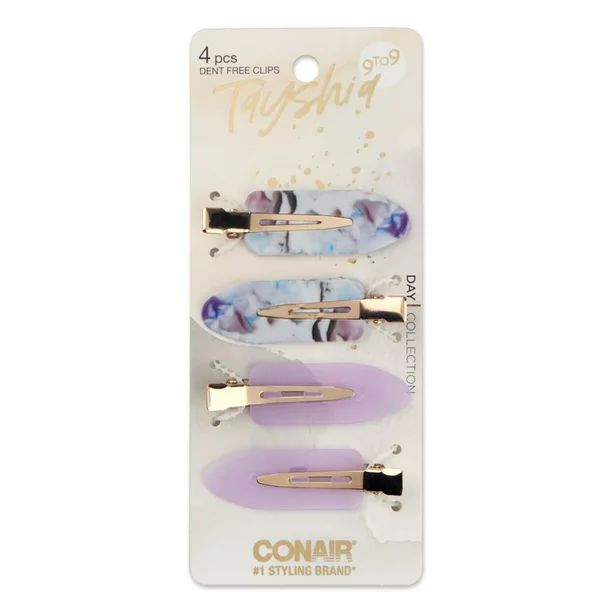 Tayshia by Conair Dent-Free Hair Clips, Assorted Colors with Gold Clip, 4ct - Walmart.com | Walmart (US)