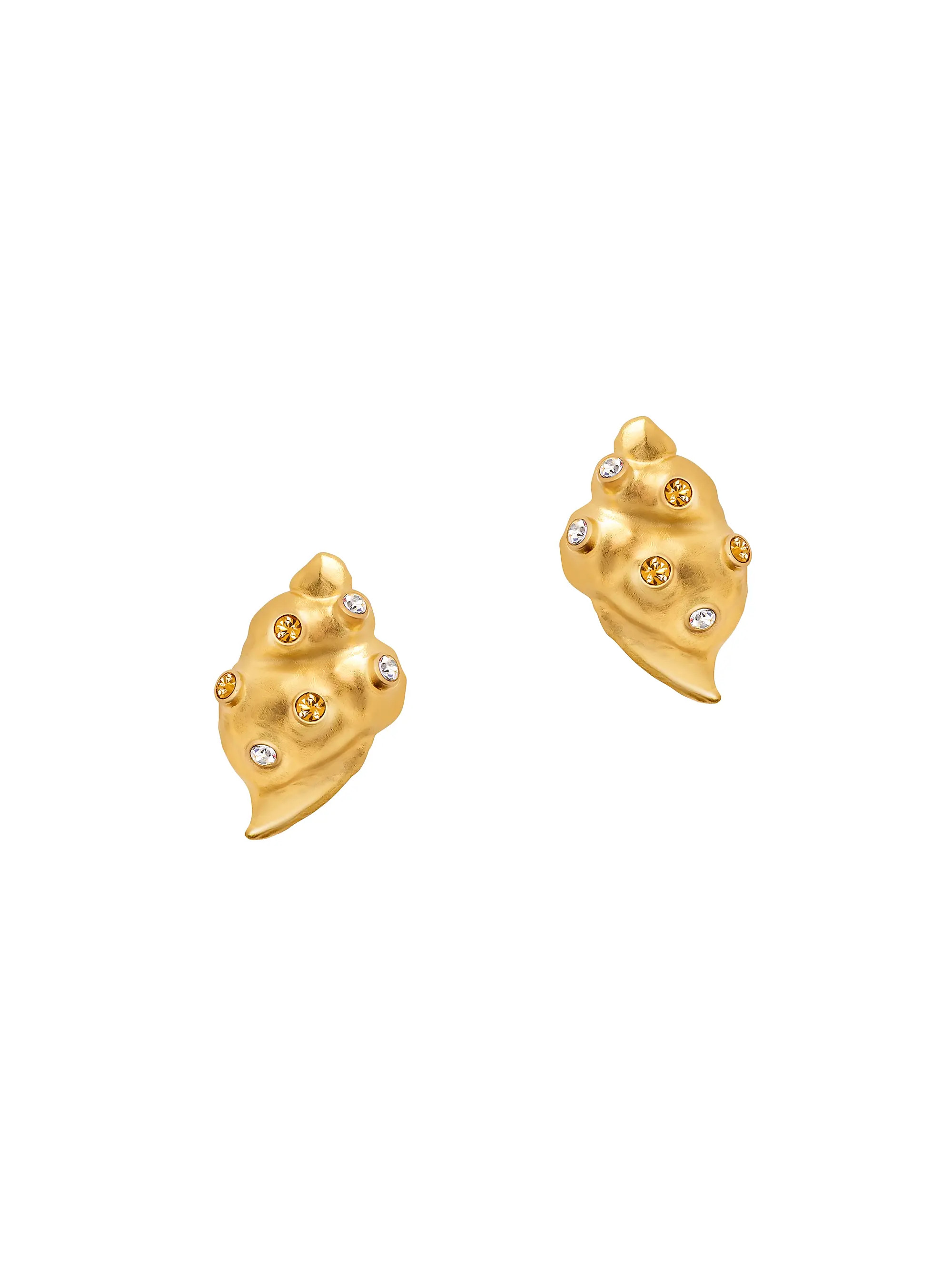 Oscar de la Renta Seashell 24K-Gold-Plated & Glass Crystal Stud Earrings | Saks Fifth Avenue | Saks Fifth Avenue
