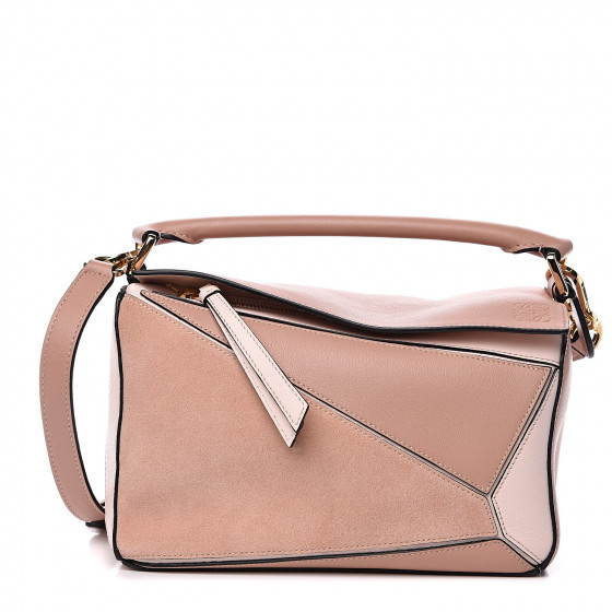 Calfskin Suede Small Puzzle Bag Blush | Fashionphile