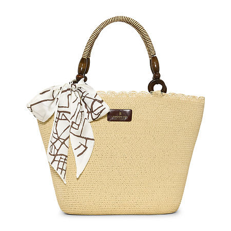 London Fog Straw With Wide Braided Tote Bag, One Size, White | JCPenney