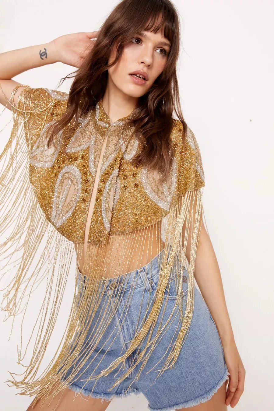 Heart Sequin Fringe Bodysuit